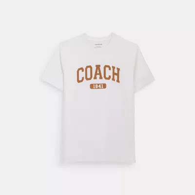 Shop Coach Outlet Varsity T Shirt In Organic Cotton In White