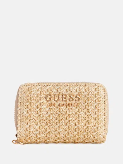 Shop Guess Factory Rembert Raffia Small Card Holder In White