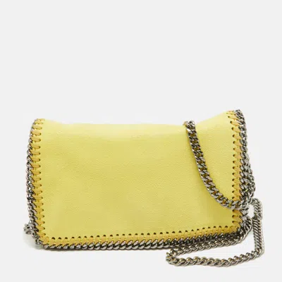 Shop Stella Mccartney Faux Suede Falabella Flap Crossbody Bag In Yellow