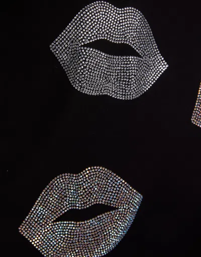 Lauren Moshi Croft Crystal Multi Lips In Black