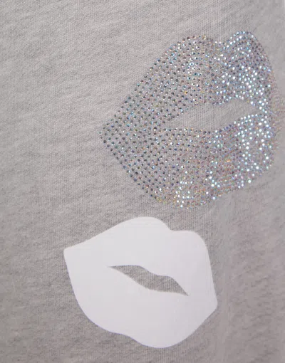Lauren Moshi Martina Crystal Multi Lips In Heather Grey
