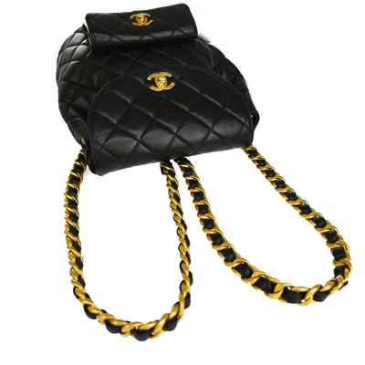 Pre-owned Chanel Duma Black Leather Backpack Bag ()