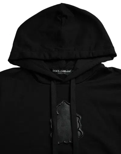 Shop Dolce & Gabbana Black Cotton Hooded Pullover Men's Sweater