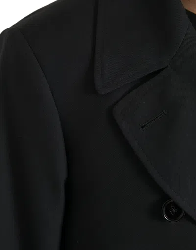 Shop Dolce & Gabbana Black Double Breasted Trench Coat Men's Jacket