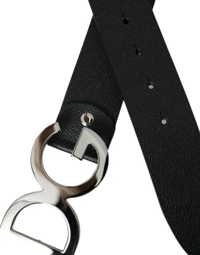 Shop Dolce & Gabbana Black Leather Silver Logo Metal Buckle Men's Belt