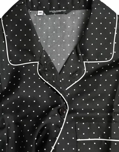 Shop Dolce & Gabbana Black Polka Dot Silk Long Sleeve Men's Shirt