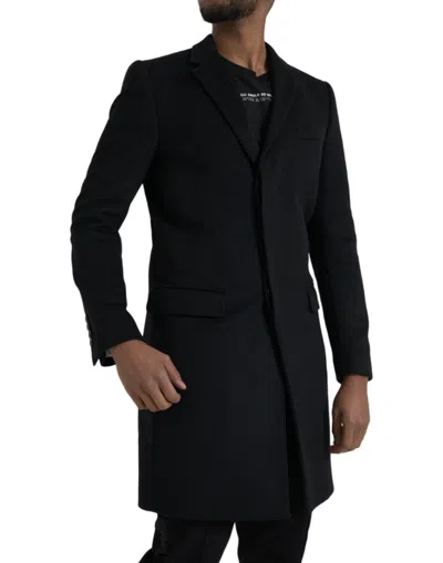 Shop Dolce & Gabbana Black Single Breasted Trench Coat Men's Jacket