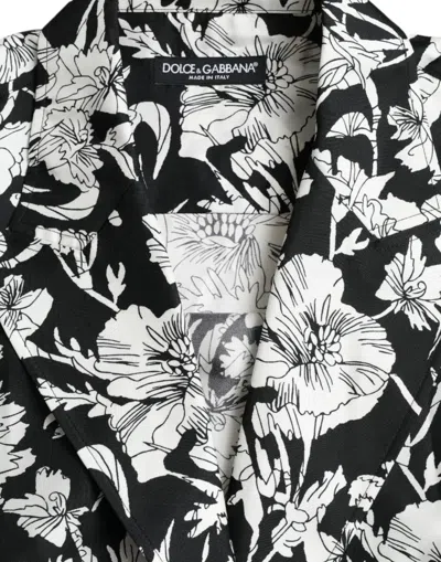 Shop Dolce & Gabbana Black White Floral Button Down Casual Men's Shirt In Black And White