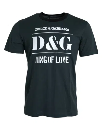 Shop Dolce & Gabbana Blue Logo Print Crewneck Short Sleeve Men's T-shirt