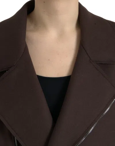 Shop Dolce & Gabbana Brown Coat Short Biker Wool Women's Jacket