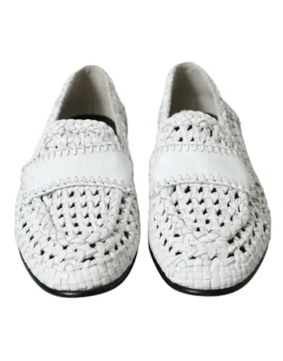 Shop Dolce & Gabbana Elegant White Loafer Men's Slip-ons