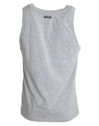 Shop Dolce & Gabbana Gray Cotton Stretch Sleeveless Tank Top Men's T-shirt