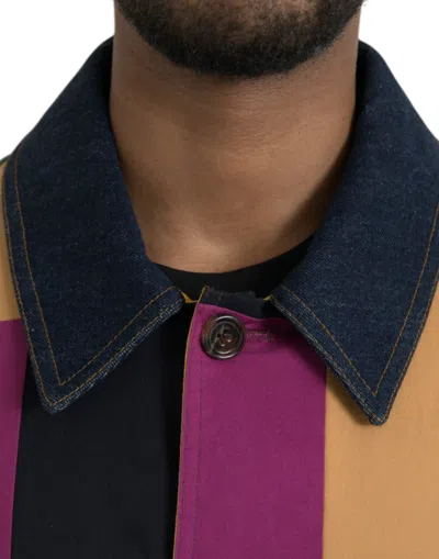 Shop Dolce & Gabbana Multicolor Patchwork Cotton Collared Men's Jacket
