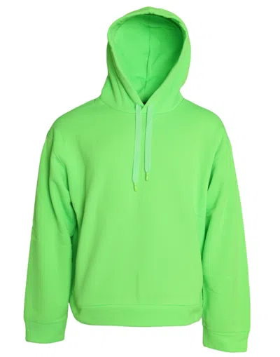 Shop Dolce & Gabbana Neon Green Hooded Top Pullover Men's Sweater