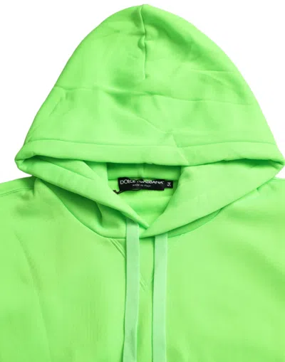 Shop Dolce & Gabbana Neon Green Hooded Top Pullover Men's Sweater
