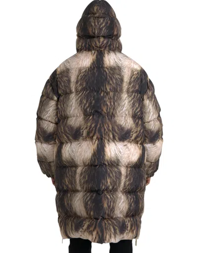 Shop Dolce & Gabbana Parka Brown Full Zip Hooded Long Coat Men's Jacket