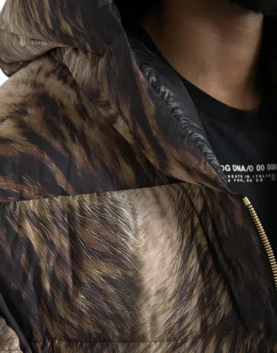 Shop Dolce & Gabbana Parka Brown Full Zip Hooded Long Coat Men's Jacket