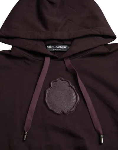 Shop Dolce & Gabbana Purple Logo Crest Hooded Pullover Sweatshirt Men's Sweater