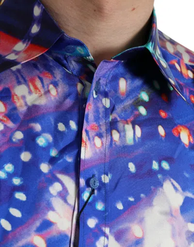 Shop Dolce & Gabbana Purple Luminarie Silk Slim Martini Men's Shirt In Multicolor