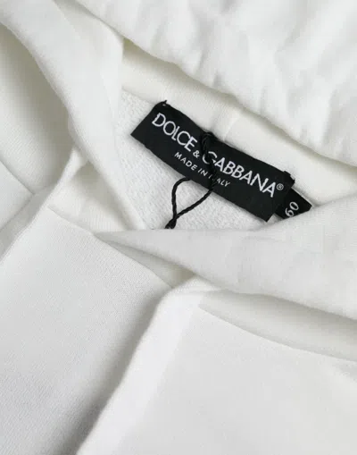 Shop Dolce & Gabbana White Cotton Hooded Sweatshirt Pullover Men's Sweater