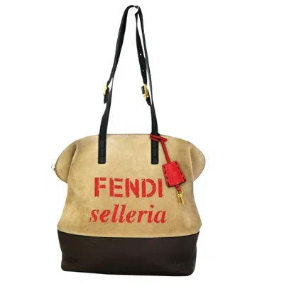 Shop Fendi Selleria Beige Suede Shoulder Bag ()