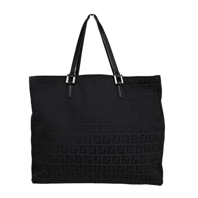 Shop Fendi Zucchino Black Canvas Tote Bag ()