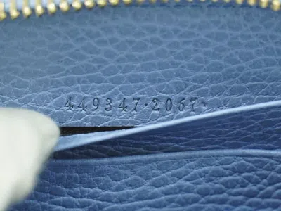 Shop Gucci Interlocking G Blue Leather Wallet  ()