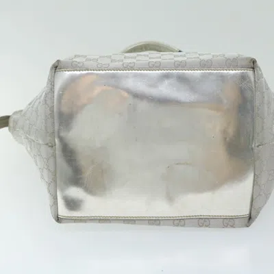 Shop Gucci Sherry Silver Canvas Tote Bag ()