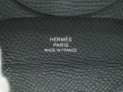 Shop Hermes Hermès Bastia Black Leather Wallet  ()