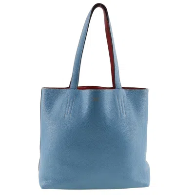 Shop Hermes Hermès Double Sens Blue Leather Tote Bag ()