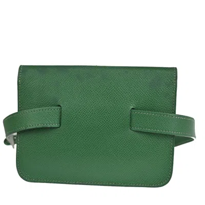 Shop Hermes Hermès Floride Green Leather Clutch Bag ()