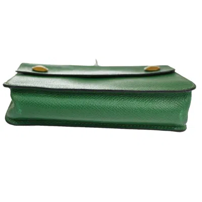 Shop Hermes Hermès Floride Green Leather Clutch Bag ()