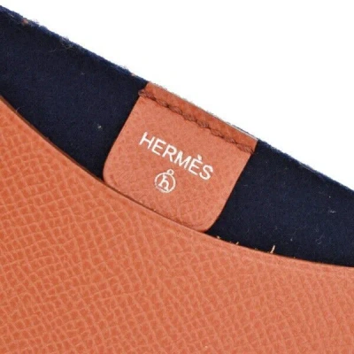 Shop Hermes Hermès Garden Party Orange Leather Clutch Bag ()