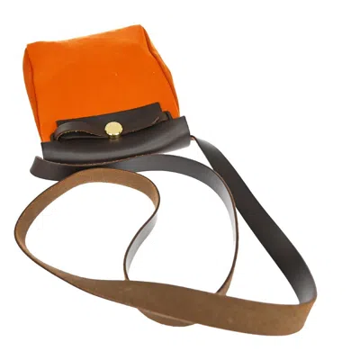 Shop Hermes Hermès Herbag Orange Canvas Shoulder Bag ()
