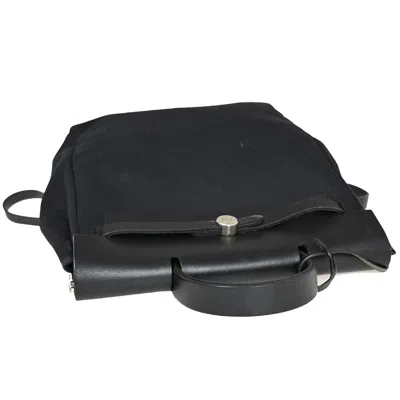 Shop Hermes Hermès Herbag Black Canvas Backpack Bag ()
