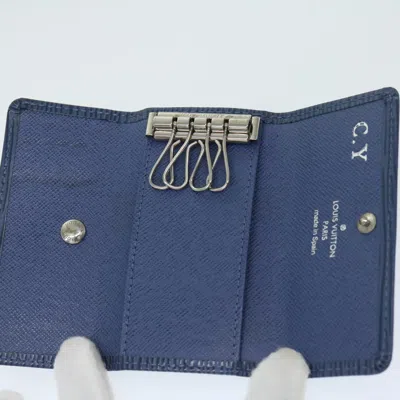 Pre-owned Louis Vuitton Etui Pour Clés 4 Blue Leather Wallet  ()