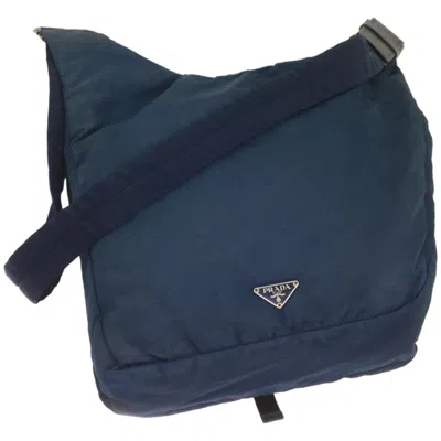 Shop Prada Re-nylon Navy Synthetic Shoulder Bag ()