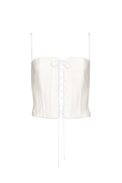 Shop Danielle Guizio Ny Cotton Scallop Corset In White