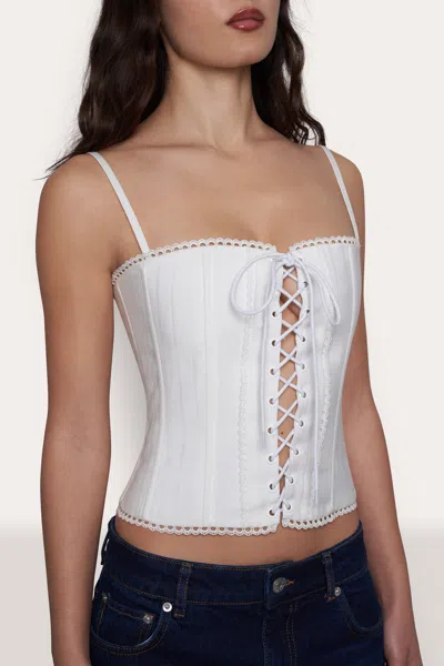 Shop Danielle Guizio Ny Cotton Scallop Corset In White