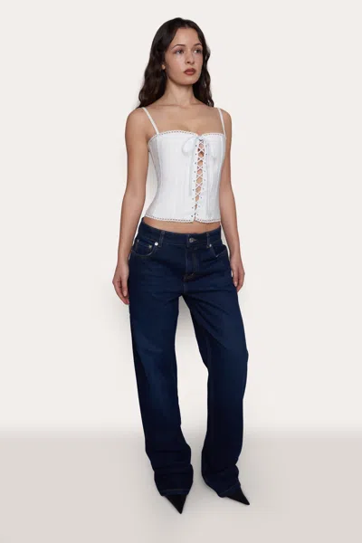 Shop Danielle Guizio Ny Cotton Scallop Corset In White