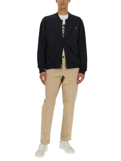 Shop Ps By Paul Smith Ps Paul Smith Bomber Jacket With Logo Embroidery In Black
