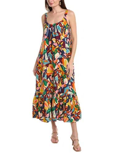 Shop Velvet By Graham & Spencer Estelle Linen-blend Maxi Dress In Multi