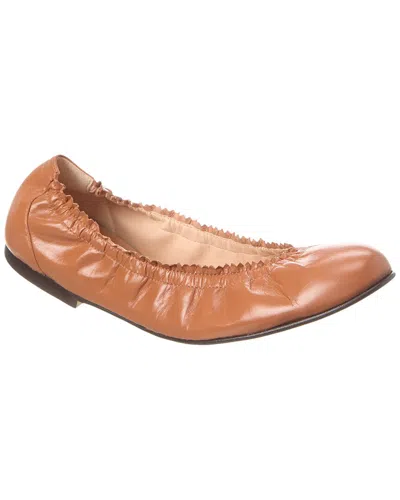 Shop French Sole Cecila Leather Flat In Brown