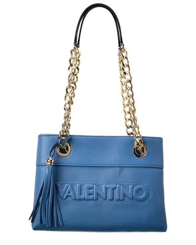 Shop Valentino By Mario Valentino Kali Embossed Leather Shoulder Bag In Blue