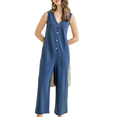 Shop Lilla P Sleeveless Jumpsuit In Ink In Blue