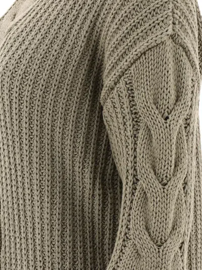 Shop Max Mara "acciaio" Cable Knit Sweater