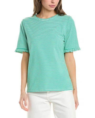 Shop Jones New York Elbow Ruffle Sleeve T-shirt In Green