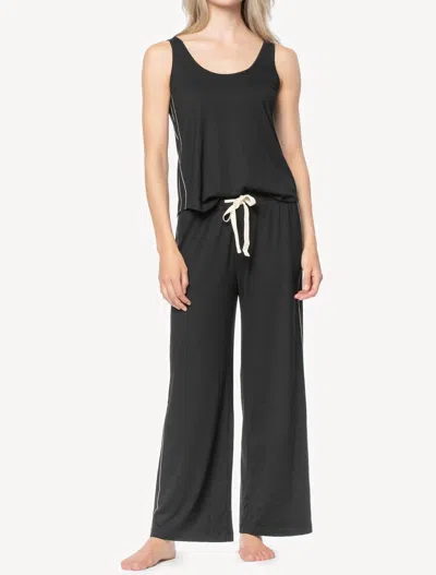 Shop Lilla P Super Soft Pant/tank Pajama Set In Black