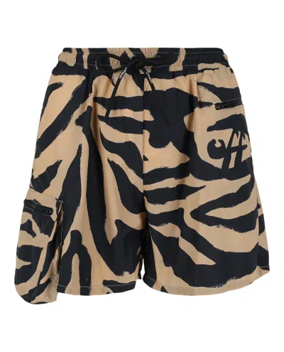 Shop Off-white Athletic Zebra Nylon Shorts In Multi