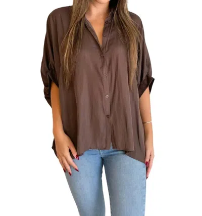 Shop Day + Moon Hot Cocoa Button Down Shirt In Brown